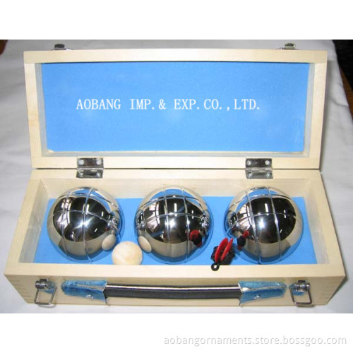 Three Balls Bocce Petanque In Wooden Case
